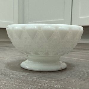 White Milk Glass Pedestal Dessert Bowl